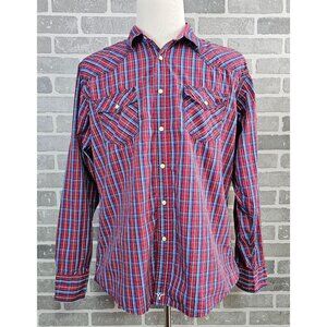 Wrangler 20X Shirt Men's XL‎ Multicolor Plaid Pearl Snap Cowboy Western Rodeo